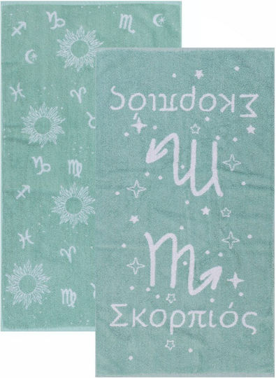 Kentia Кърпа За Лице 50x90см Astrology-scorpios 2 Брой Тегло 500гр/м²