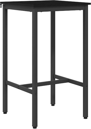Square Wooden Bar Table with Black Oak Metal Frame 52x52x90cm
