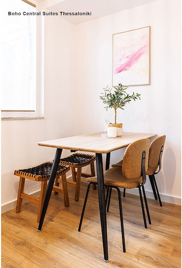125 Kitchen Folding Wooden Table with Metal Frame Black/Brown 120x70x75cm