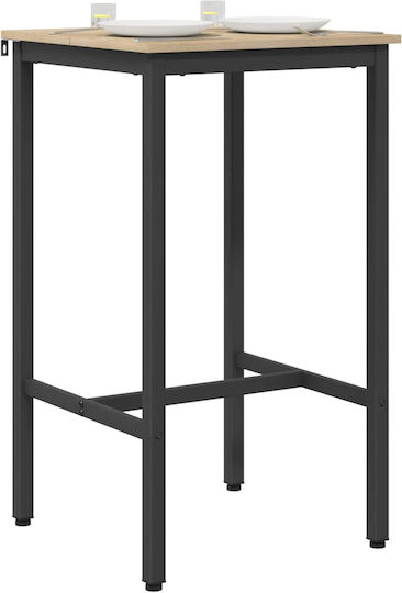 Sonoma Oak Square Bar Table Wooden with Metal Frame Sonoma 52x52x90cm