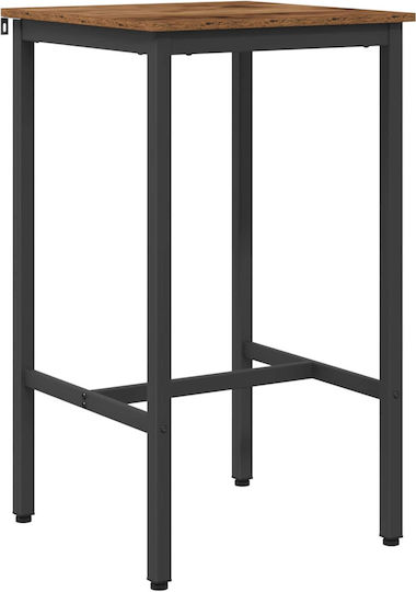 Quadratischer Bar-Tisch Aus Holz Mit Metallrahmen Gebeiztes Holz 52x52x90cm