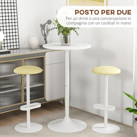 Round Bar Table Wooden with Metal Frame White 60x60x102cm