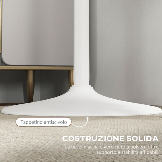 Round Bar Table Wooden with Metal Frame White 60x60x102cm