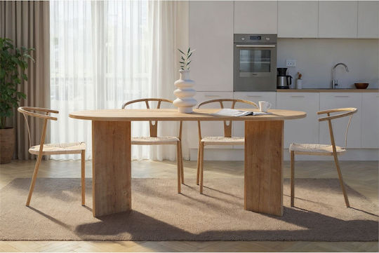 Sablin Овална Трапезна Маса Дървена Дъб 180x89.5x75см