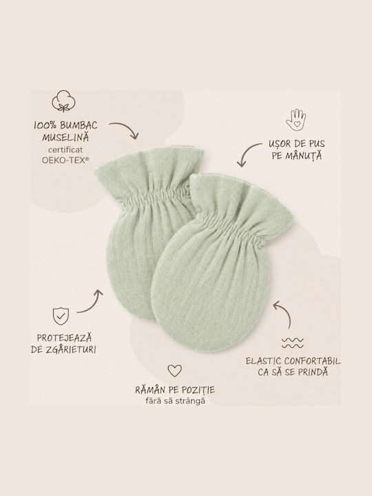 Set Mănuși Pentru Copii Mittens Tricotate Pentru Nou-Născut Albastru 3 Bucăți