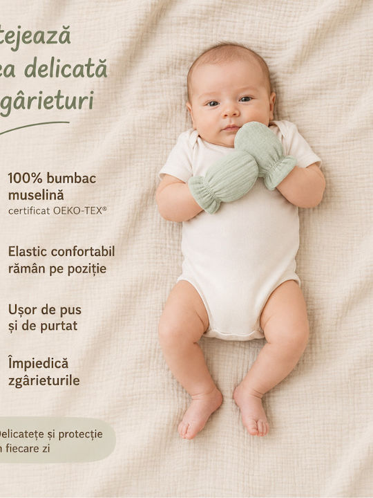 Set Mănuși Pentru Copii Mittens Tricotate Pentru Nou-Născut Albastru 3 Bucăți