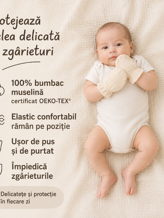Set Mănuși Pentru Copii MIttens Tricotate Pentru Nou-Născut Roz 3 Bucăți