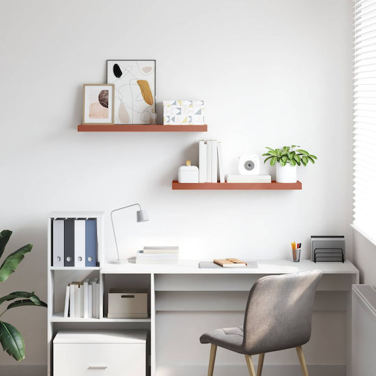 Red Wall Shelves (2 Pieces) 80x23.5x4cm