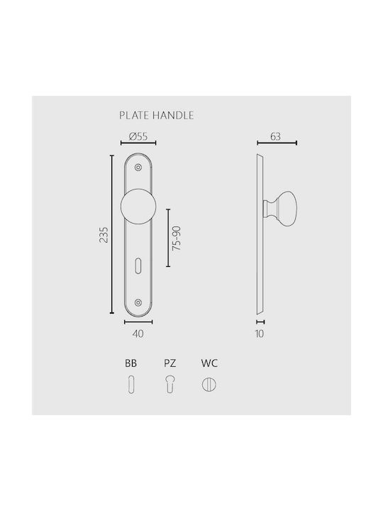 Zogometal Middle Door Lever Rosette 183 Pair with Mouthpiece Graphite Smoked