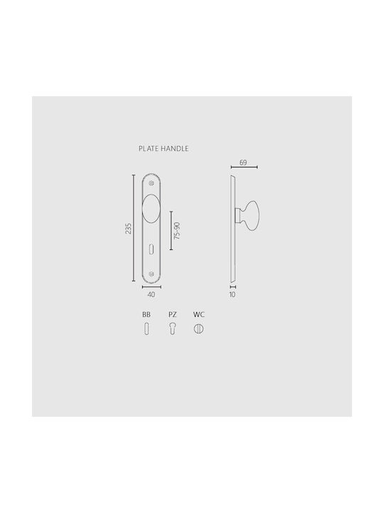Zogometal Middle Door Lever Rosette 184 Pair with Mouthpiece Copper Aged