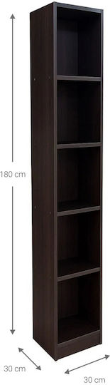 Bookcase Eliot 5s Wenge 30x30x180cm