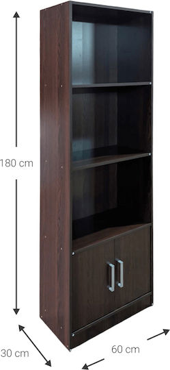 Βιβλιοθήκη Eliot 3s Καφέ 60x30x180εκ.