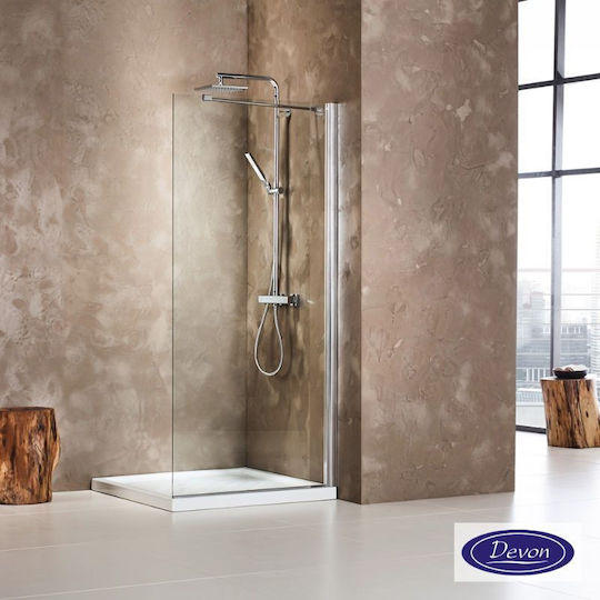 Devon Iwis Walk-in Feste Seite für Dusche 37-39x185cm Klarglas