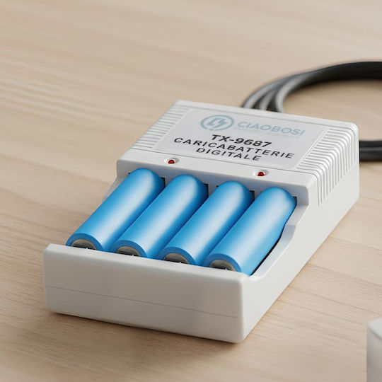 Avizar Încărcător de 4 Baterii de Dimensiune AA/AAA în Culoare Gri TX-9687