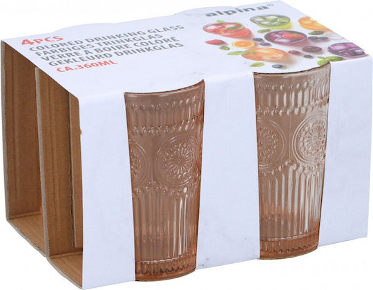 Pahar Pentru Apă Portocaliu S/4 Clasic 360ml/7,8x12,6cm Pahar Pentru Apă Portocaliu S/4 Clasic 360ml/7,8x12,6cm