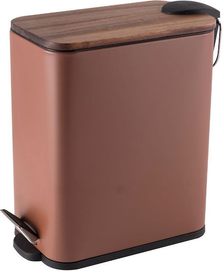 Eurocasa Metallic Toilet Brush and Basket Set Soft Close 5lt Brown