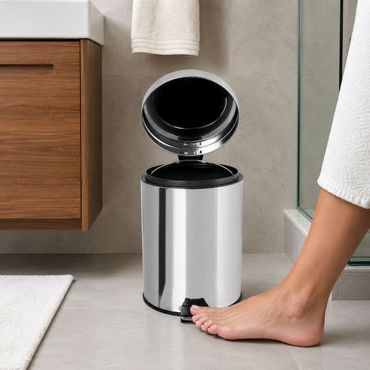 MRShome Inox Badezimmer Mülleimer 5lt Silber