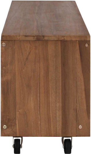 TV-Ständer aus Massivholz mit Rädern Natürliche Farbe M110xT30xH40cm
