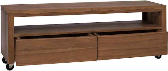 TV-Ständer aus Massivholz mit Rädern Natürliche Farbe M110xT30xH40cm