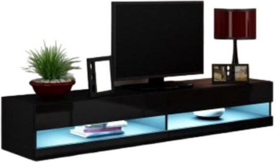 Cama Stand TV De Podea cu Iluminare LED Negru 180x30x40 cm Cama Stand TV De Podea cu Iluminare LED Negru 180x30x40 cm
