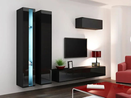 Dulap TV Cama cu Iluminare LED Negru M180xA30xÎ40cm
