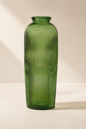 Kaemingk Decorative Floor Glass Green Vase 27xH72cm