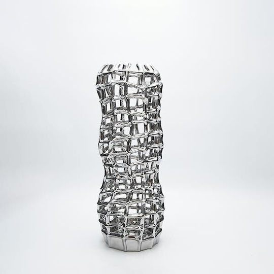 Ceramic Silver Vase 11.5x11.5xH29.5cm