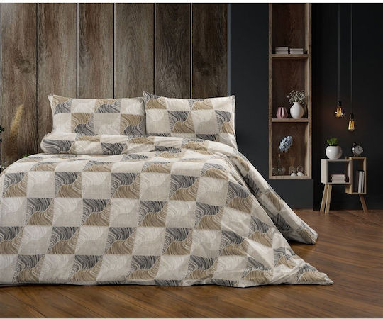 Dimcol Μαξιλαροθήκη με Φάσα Beige-black 50x70εκ.