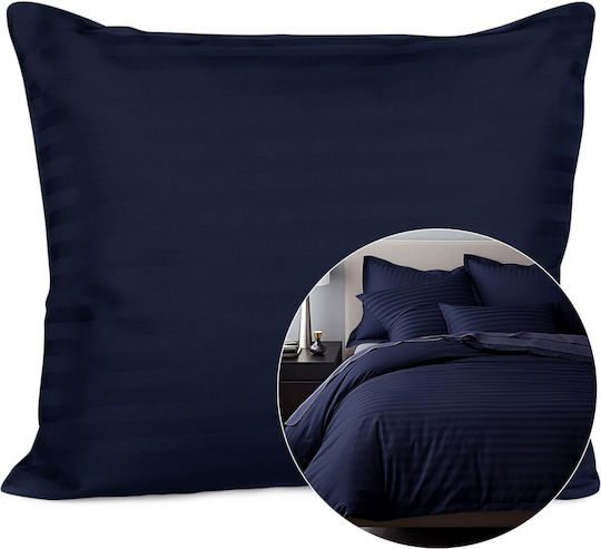 Satin Cotton Pillowcase Striped Navy Blue/50x60