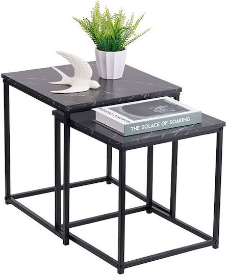 Set Of Black Marble Colour Zigon Coffee Tables