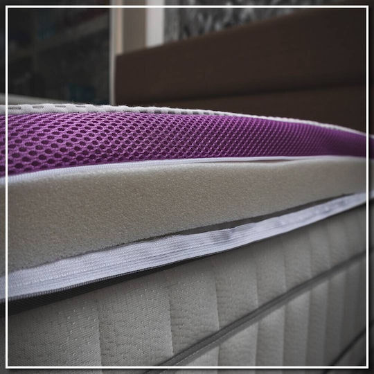 Klikareto Mattress Topper Lavander Double Memory Foam with Removable Cover & Elastic Straps 150x200x4cm