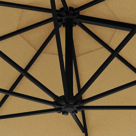 Wall Mounted Circular Metal Parasol Taupe Diameter 3xHeight 1.31m