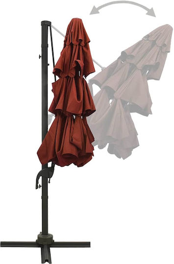 Hanging Circular Aluminum Parasol Terra Cotta Diameter 3m