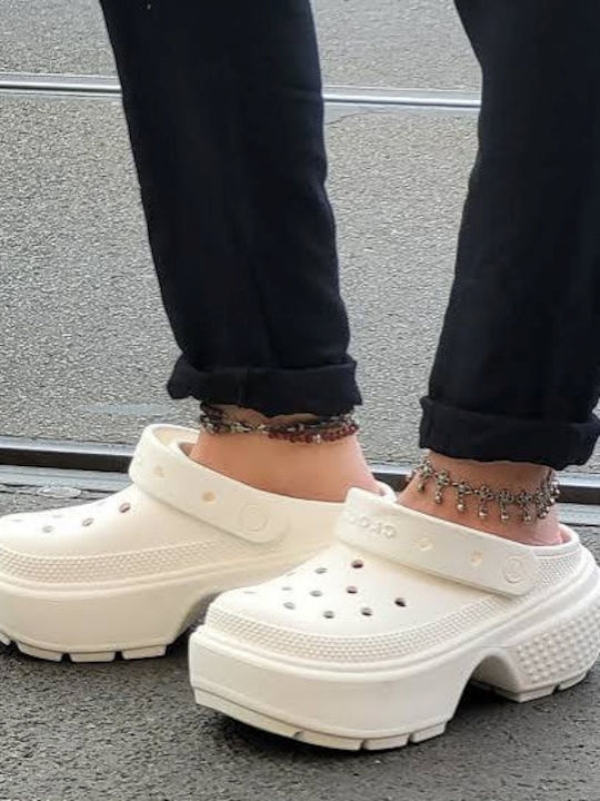 Crocs Stomp Γυναικεία Σαμπό Λευκά