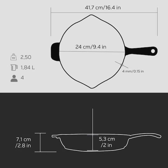 Lava Τηγάνι από Μαντέμι 24cm