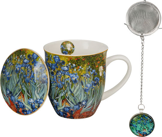 Mug 400ml Lid Tea Filter Box Duo Van Gogh Irises