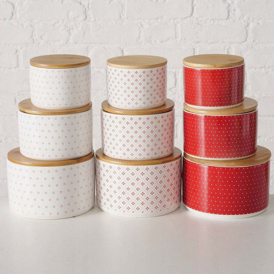 Boltze Set of 3 Ceramic Cereal Jars with Lid 10x10cm 3 Pieces