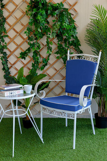 Be Comfy Waterproof Garden Chair Cushion with Backrest Horseshoe Blue 33x42cm