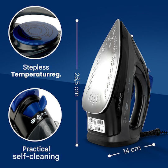 Clatronic DB 3703 Steam Iron 1800W with Stainless Steel Plate and Continuous Steam Supply 25g/min