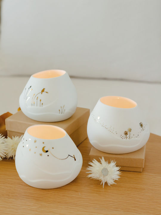 Raeder Candle Holder Suitable for Tealights Porcelain in Gold Colour 10x10x8cm