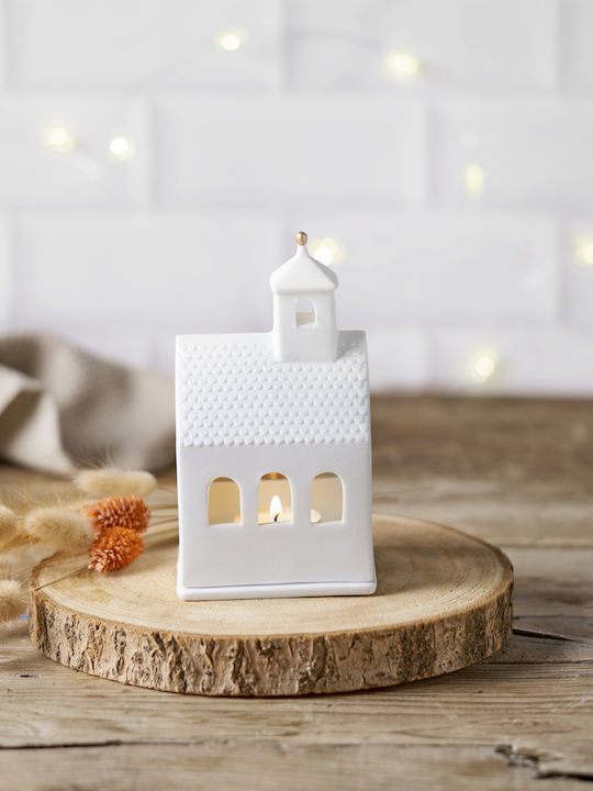 Raeder Light House Candle Holder Suitable for Tealights Porcelain in White Colour 8x7x8cm
