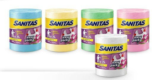 Sanitas Αρωματικές Σακούλες Απορριμάτων Χωρητικότητας 24лт με Χερούλια Easy-pack 46x50см 100бр Λευκές