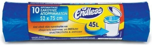 Endless Müllbeutel Verstärkt Kapazität 45Es mit Kordel Logo 52x75cm 10Stück Blau