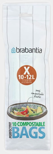 Brabantia Βιοδιασπώμενες Σακούλες Απορριμάτων Χωρητικότητας 12lt με Κορδόνι Type X 10τμχ Λευκές