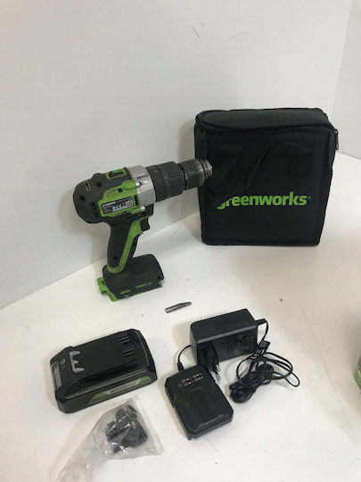 Greenworks GD24DD60K2 Ударен Акумулаторен Двигател за Бормашина Безчетков 24V 1x2Ah