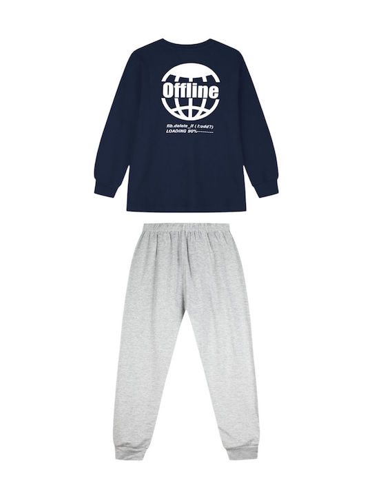 Energiers Kids Winter Cotton Grey Melange Pajamas