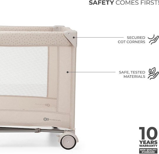 Kinderkraft Joy2 Laufstall 2 Ebenen mit Matratze Beige 129x73cm