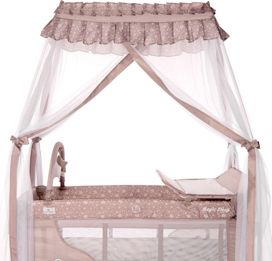 Lorelli Magic Sleep Laufstall 2 Ebenen mit Wickeltisch & Matratze Cool Grey 127x68cm