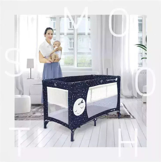 Asalvo Smooth Laufstall 2 Ebenen mit Matratze Marineblau 65x125cm