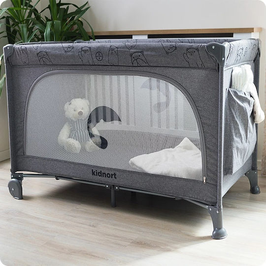 Kidnort Babybett mit Matratze Grau 68x128cm